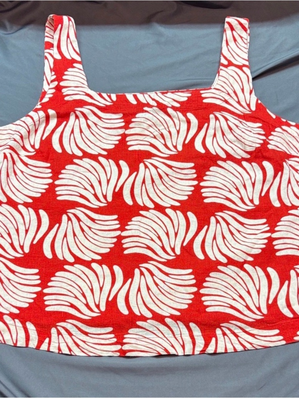 A New Day Women's Red Cream Seashell Print Linen Blend Tank Top NWT